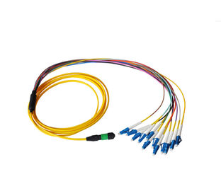 8 هسته MPO فیبر کابلی تک حالت PVC / LSZH MPO-LC فن از کابل فیبر نوری فیبر نوری