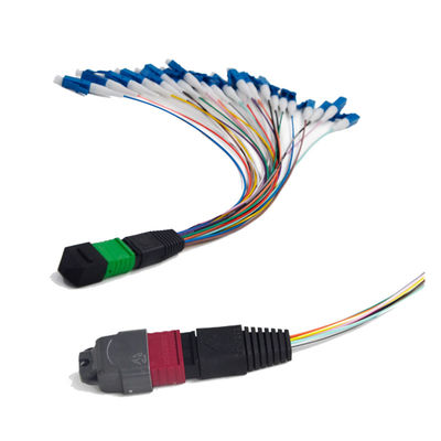 خرید 3.0mm LSZH گرد MPO MTP Patch Cord با کاهش کم ورودی ≤0.35dB برای کاربردهای چند حالت 10G OM3 OM4 online manufacture