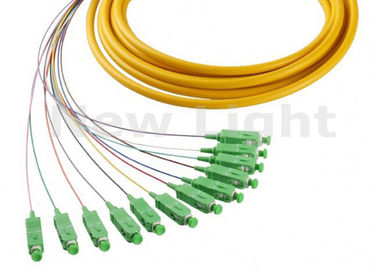 خرید 1 متر فیبر نوری کابلهای Jumper SM Simplex SC APC 12 Core Fanout فیبر نوری Pigtails online manufacture