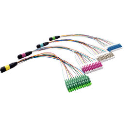 خرید 12 Fibers Fan از MTP MPO Cable OM3 / OM4 برای کانکتور های متصل online manufacture