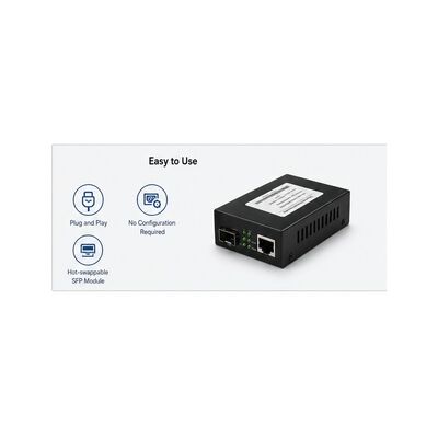 خرید مبدل رسانه های صنعتی گیگابیت SFP با قدرت اضافی دوگانه DC 12-48V، محافظت IP40 و دمای کار -40 °C تا 85 °C online manufacture