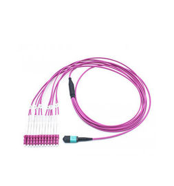 خرید LC MTP / MPO OM4 50/125 Magenta 12 هسته چند منظوره فیبر نوری کابل LSZH مواد online manufacture