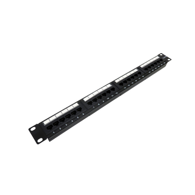 پانل پیچ شبکه 1U سیاه برای سازگاری Cat5e/Cat6/Cat6a/Cat7 RoHS/UL/CE گواهینامه