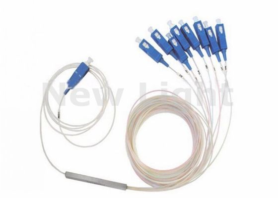 SC UPC 1x8 تقسیم کننده فیبر نوری PLC لوله فولادی برای FTTH با حالت تک و افت درج کم